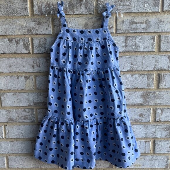 Hanna Anderson Sleeveless Flower/Polka Dot 100% Cotton Dress Girls Size 5 - Picture 1 of 7